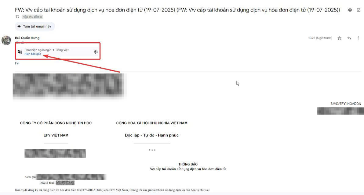 Hướng dẫn khắc phục lỗi tự động dịch của Email