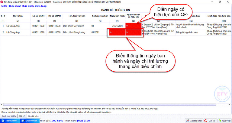Hướng dẫn điều chỉnh mức đóng BHXH trên phần mềm EFY-eBHXH