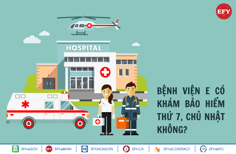 Bệnh viện E thuộc tuyến nào? Có khám bảo hiểm thứ 7, chủ nhật không?