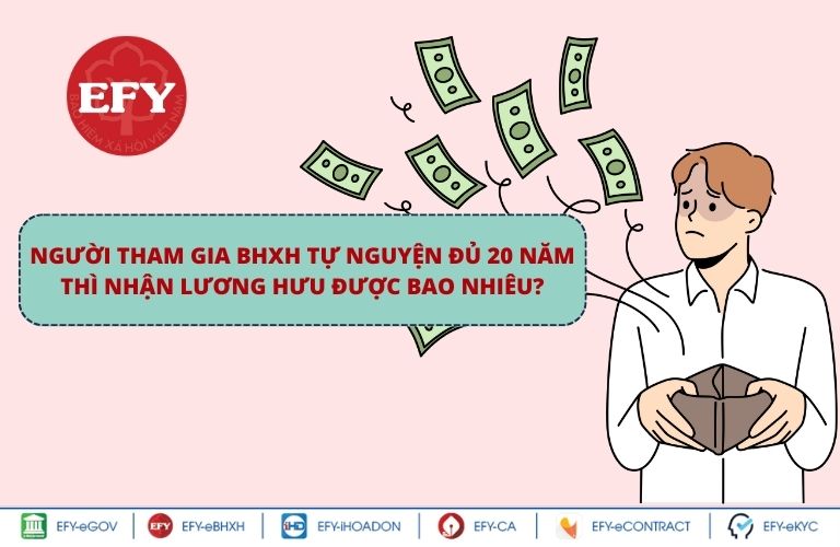 Người tham gia BHXH tự nguyện đủ 20 năm thì nhận lương hưu được bao nhiêu?