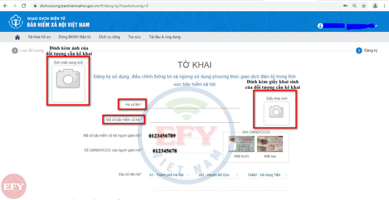 Đăng ký tài khoản VssID cho con