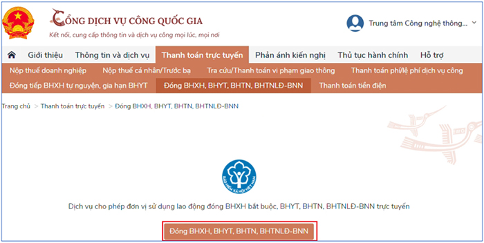 Hướng dẫn đơn vị thanh toán tiền BHXH trực tuyến
