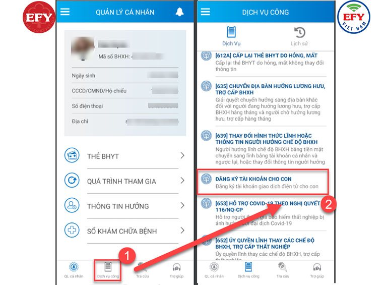 đăng ký bảo hiểm xã hội cho con