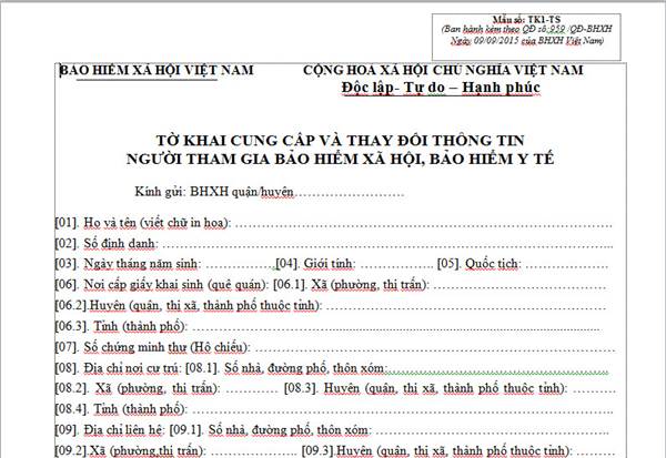 Cách lập tờ khai tham gia BHXH, BHYT, BHTN Mẫu TK1-TS