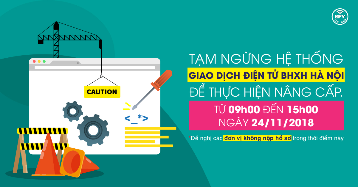 BHXH tạm ngừng hệ thống giao dịch điện tử 24/11/2018