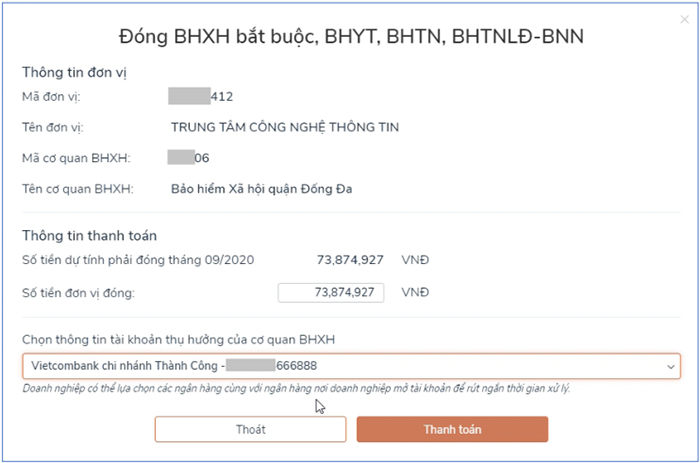 Hướng dẫn đơn vị thanh toán tiền BHXH, BHYT, BHTN, BHTNLĐ-BNN trực tuyến trên Cổng Dịch vụ công Quốc gia