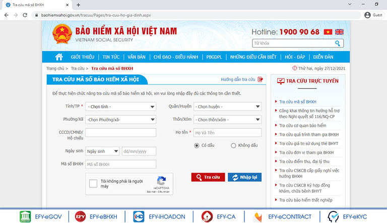 Truy cập trang web của Cơ quan BHXH Việt Nam